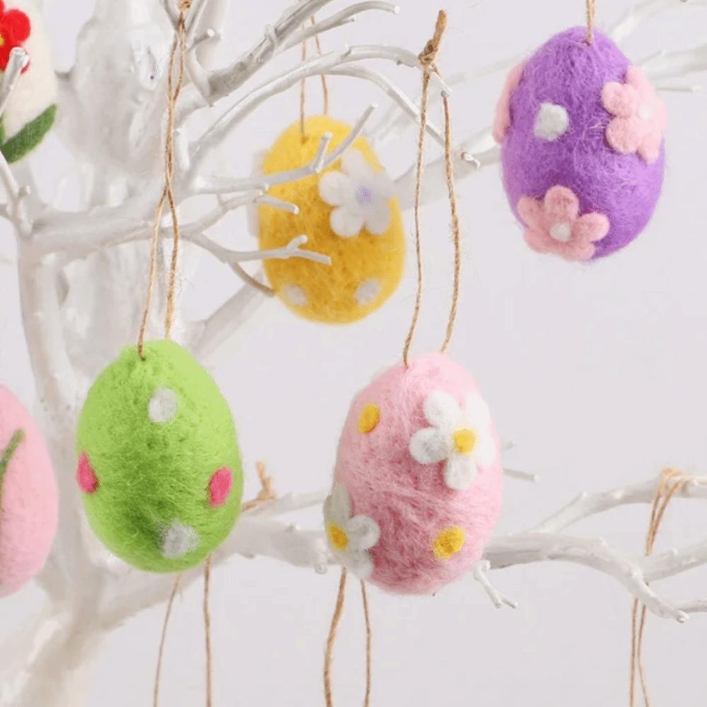 12dílný Velikonoční závěsný vajíčko s květinovým bodkovaným vzorem DIY Velikonoční vajíčkové ozdoby Dětský dárek