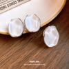 Silver Needle Pearlescent Oval Simple Fashion Earrings New Fashion Versatile Stud Earrings Niche High-end Earrings
