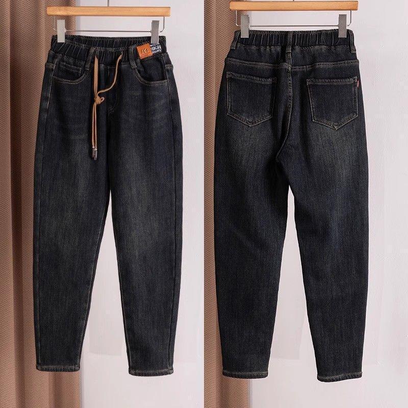 

Fashionable Plus Size Velvet-Lined Tapered Harem Jeans for Women - New Season M (Recommended 95-105 Jin)
