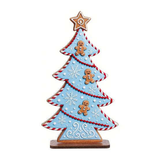 Christmas Tree Decor Candy Colors Gingerbread Man Design Wood Tabletop Decoration Wall Fireplace Shelf Ornament Gift