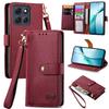 For Motorola Moto G86 5G Case RFID Blocking Zipper Pocket Leather Wallet Phone Cover with Strap