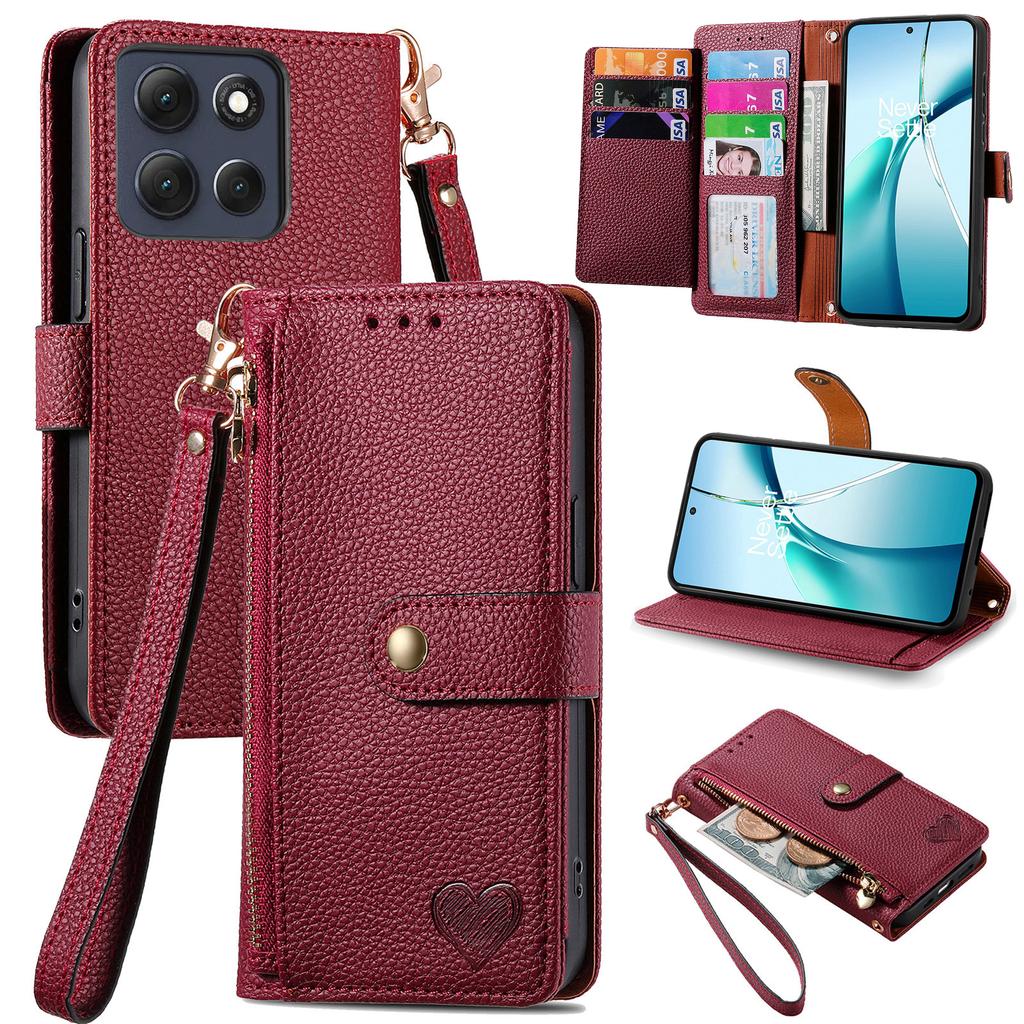 For Motorola Moto G86 5G Case RFID Blocking Zipper Pocket Leather Wallet Phone Cover with Strap