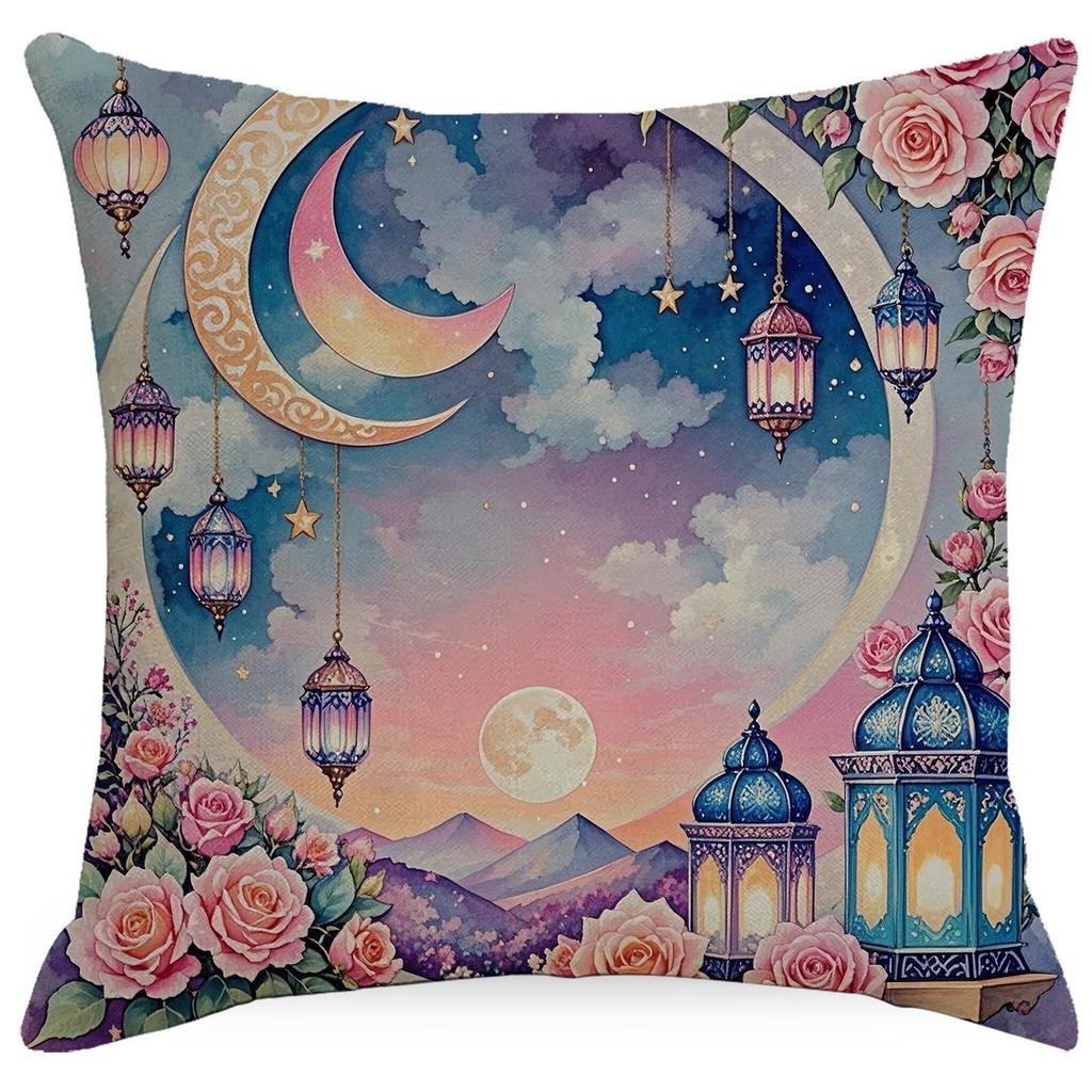 New Moon Chandelier Flowers Dreamy Folk Line Print Home Living Room Sofa Pillow Cover