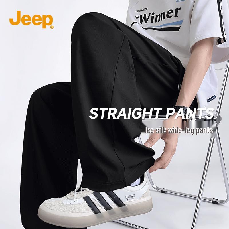 JEEP Men s Summer Quick-Dry Ice Silk Wide-Leg Casual Pants 2XL