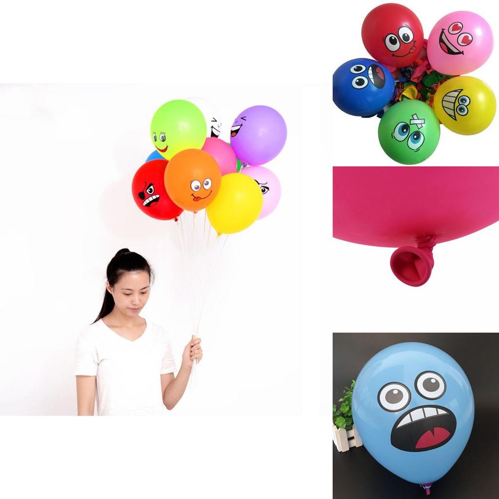 Adorable Big Eyes Smiley Latex Balloons 12 Inches Colorful Decorative Party Pack