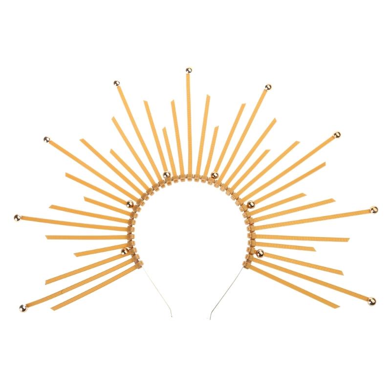 Round Five-pointed Star Head Buckle Hairband Funny Exaggerated Gold Crowns Halloween Witch Dress Hair Accessories