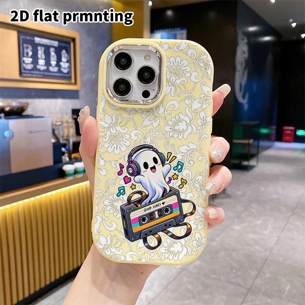 Phone Case: 2D Flat Design Suitable for iPhone 18 17 16 15 14 13 Pro Protective Case, Couple Style, Tape Ghost, Christmas and Halloween Gift