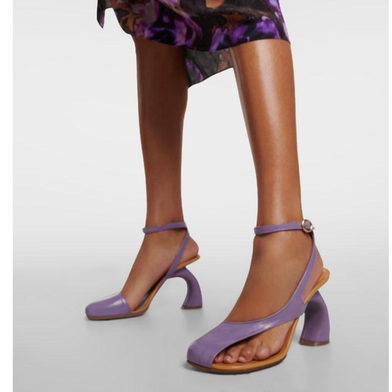 Fashion New Cross Strap Irregular Heel Roman Sandals European American runway style sexy side air split toe high heel women's shoes 43