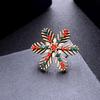 Retro Christmas Snowflower Shape Diamante Alloy Brooch Collar Pin