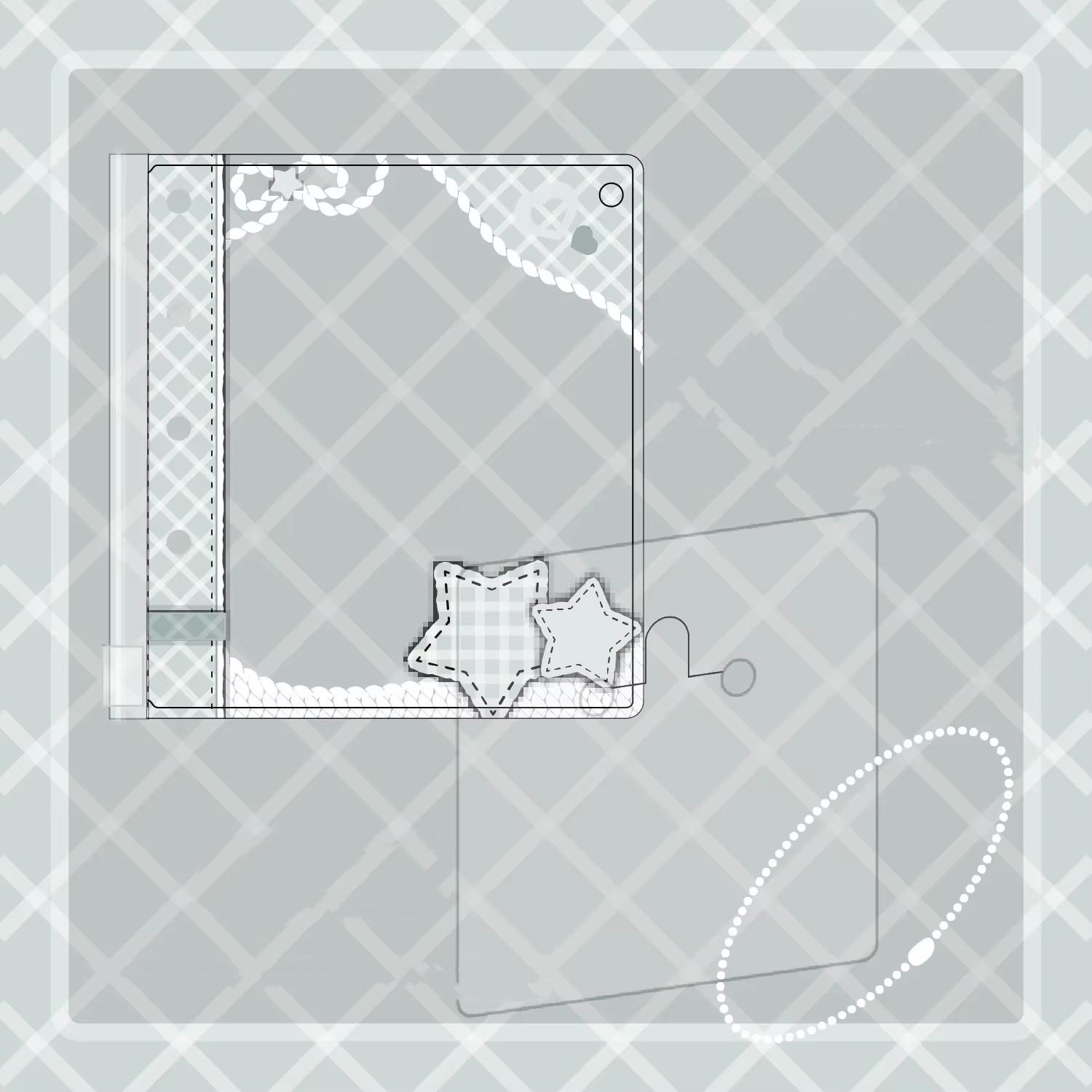 

Японский держатель для значка INS Star Plaid из ПВХ 58~78 мм, круглый значок на булавке, прозрачный карман для дисплея, милый мультяшный кулон на сумку серый