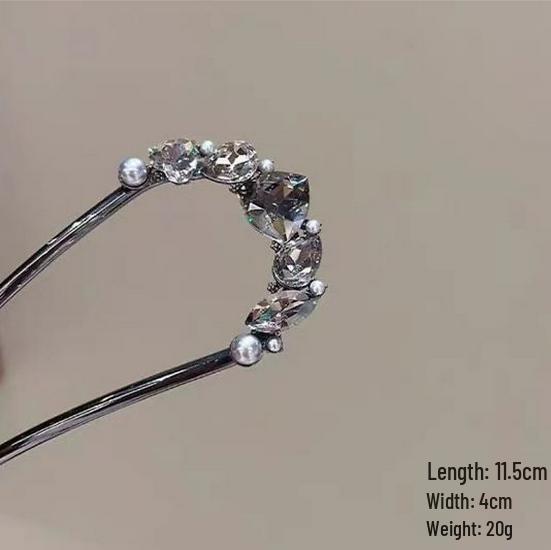 Épingle à cheveux vintage en forme de U avec pompon paon pour femmes - Épingle à chignon nacrée pour Cheongsam et Hanfu