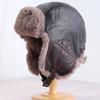 Retro pilot hat men's and women's winter velvet PU leather warm Lei Feng hat Northeast outdoor cycling ear protection hat