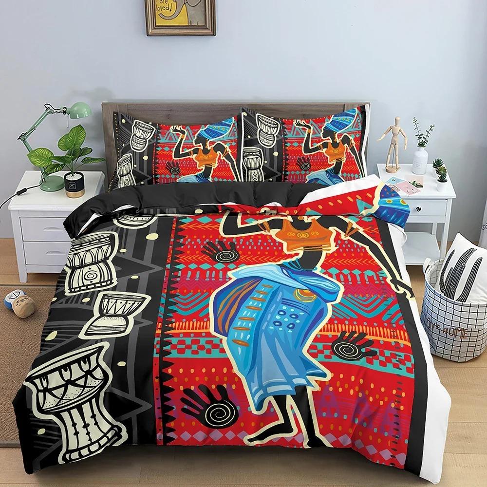 Ethnic Dancing Bedding Set Beautiful Woman Profile Duvet Cover Set Pillowcase King Queen Size Comforter Cover Bed Set