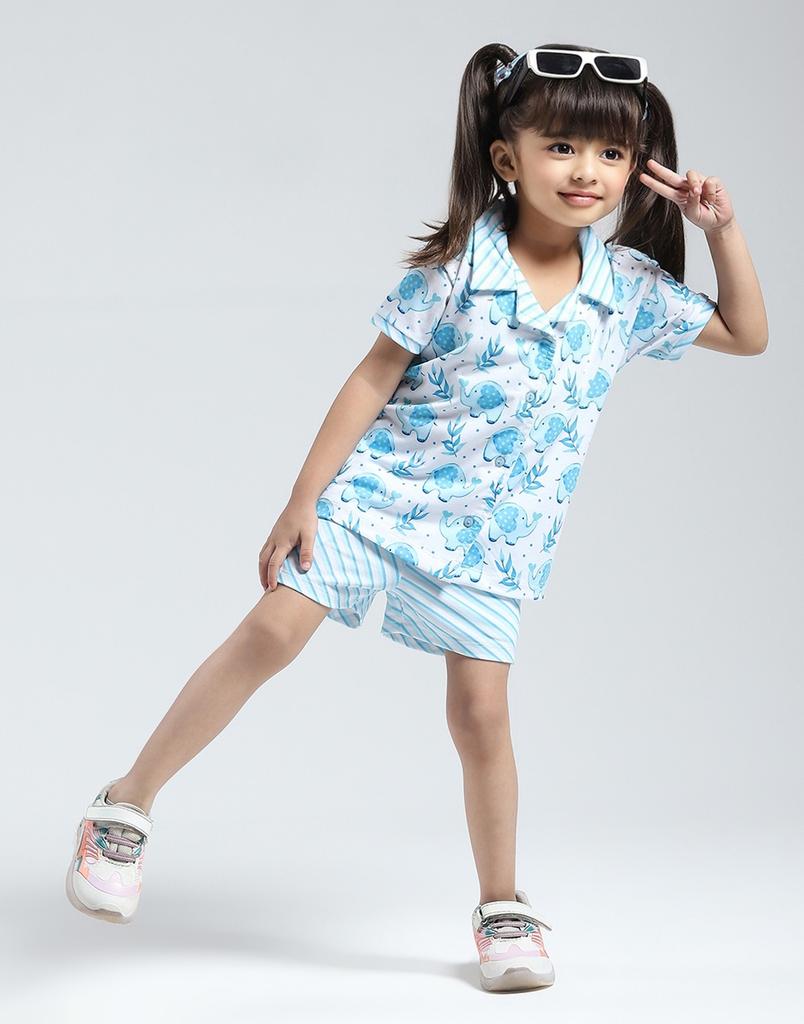 Monte Carlo Girl's Regular Fit Printed Half Sleeve Short Set