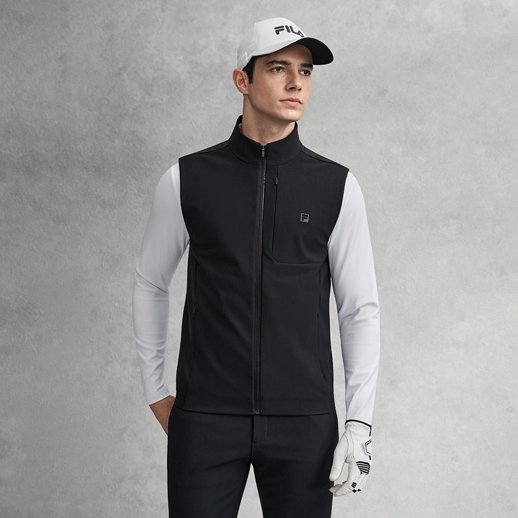 Fila Golf Series Simple Classic Basic Solid Color Sports Training Versatile Comfortable Vest Men Vest Deep-Black A11M615504FBK