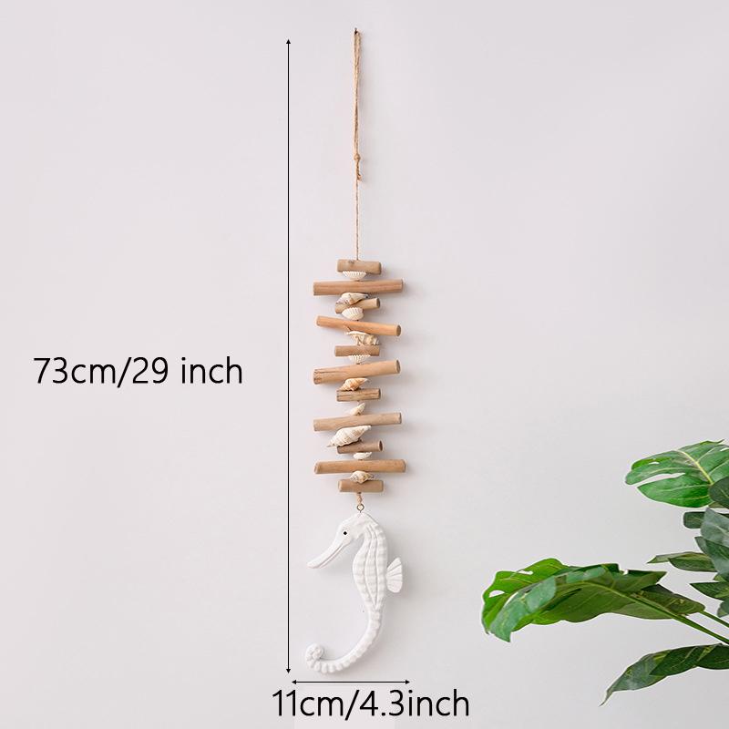 1pc Creative Mediterranean Fish Pendant Wood Carving Figurine Ocean Theme Accessories Shell Wall Hanging Home Decoration