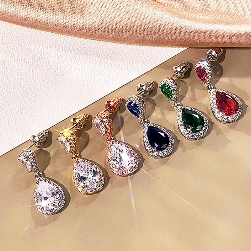 Huitan Trendy Dames Oorbellen 6 Kleuren Stijl Bruiloft Feest Accessoires Ingelegd Parel Zirkonia Elegant Veelzijdig Sieraden