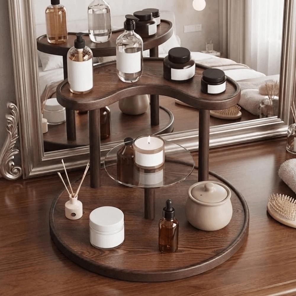 Curved Edge Round Base Storage Rack Detachable Perfume Jewelry Display Stand  Study