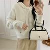 Autumn and winter new lazy wind loose casual thick sweater jacket double zipper hooded knitted cardigan women