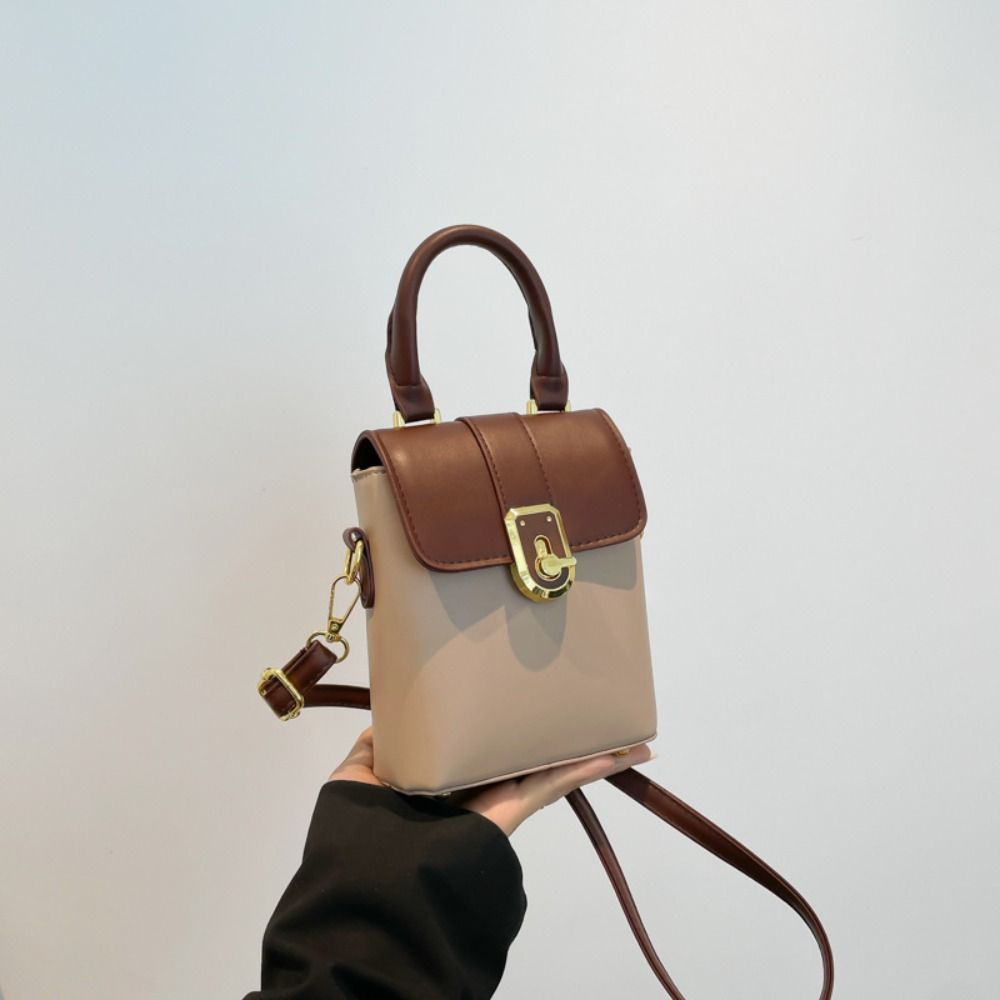 Korean Style Contrast Color Phone Bag Handbag Ins Square Tote Bag Simple Shoulder Bag Travel