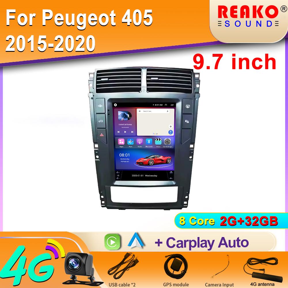 For Peugeot 405 2015 - 2020 9.7 Inch Tesla Style Android Car Carplay Android Auto Multimedia Player Navigation Auto Stereo