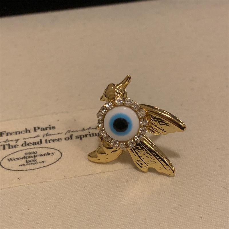 Vintage Blue Evil Eyes Insect Ring for Women Girls Exaggerated Unique Metal Animal Finger Ring Party Jewelry Gifts