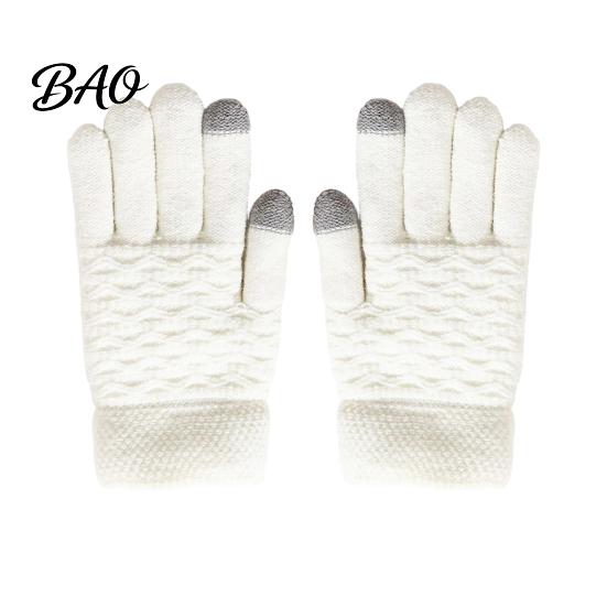 Soft Acrylic Winter Accessories 1 Pair Warm Fleece Lined Gloves for Women Men, Cold Thickened Plush Thermal Mittens Weather Gloves, Knit Touchscreen