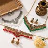 Vintage Indian Temperament Necklace Earrings Set Fringed Collarbone Chain Necklace Set Pendant Court Style Set