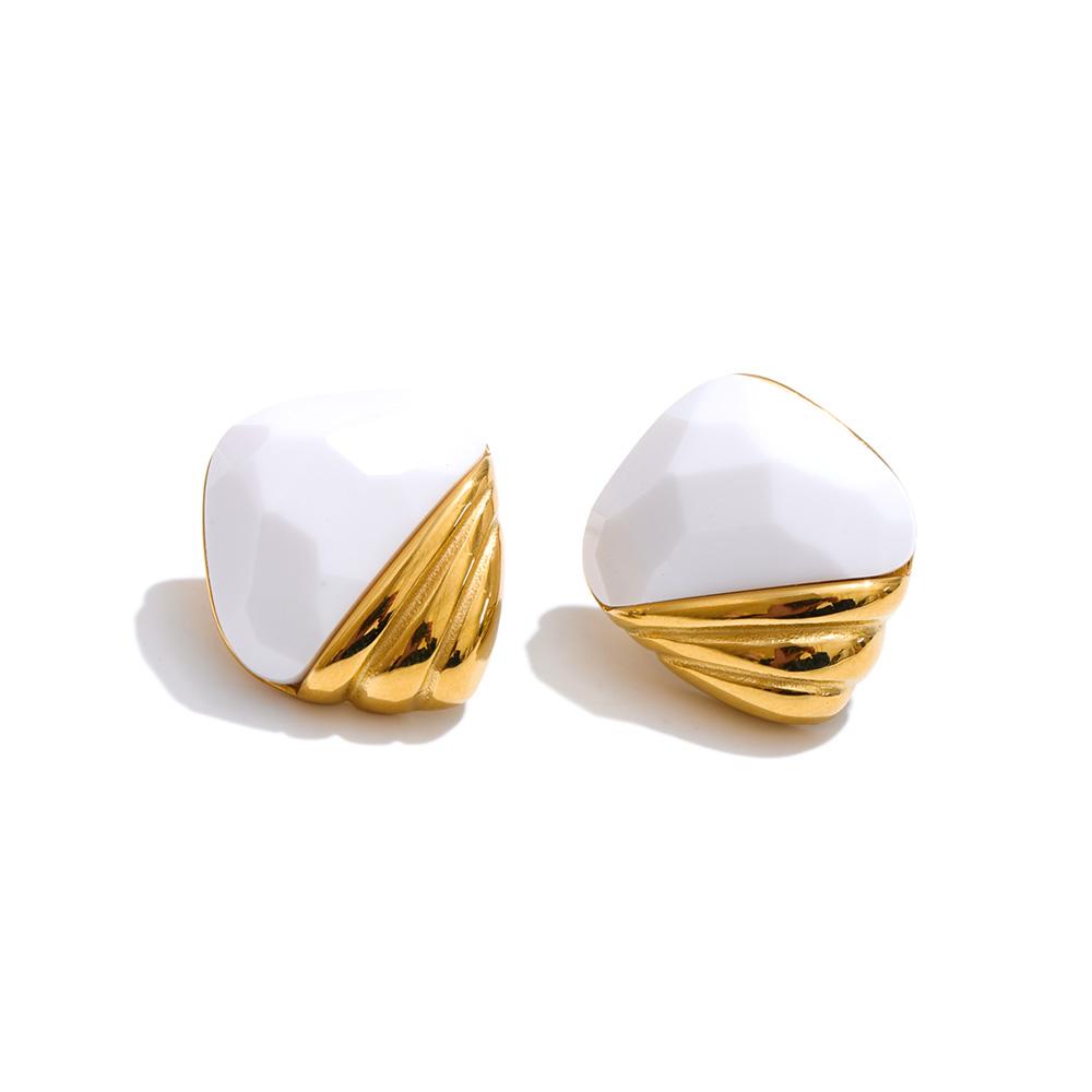 Yhpup 3 Color Stainless Steel Resin Acrylic Stud Earrings 2026 Anti Allergic Korean Fashion Trendy Daily Jewelry Accessories