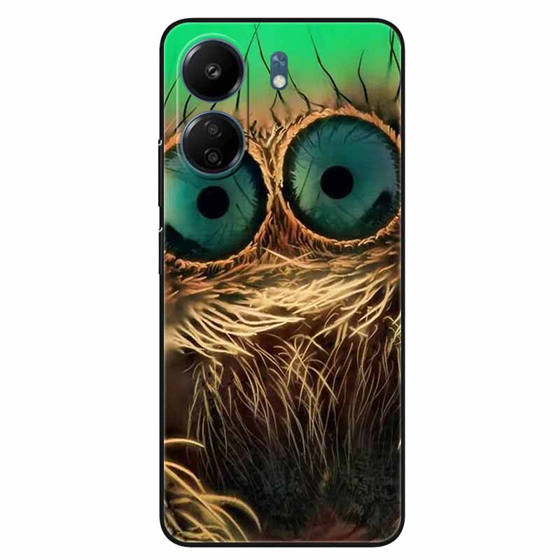 For Xiaomi Redmi 13C 4G Case Animals Painted Black Bumper Silicon TPU Coque for Redmi13C 4G 13 C Shockproof Covers Wolf Soft Bag