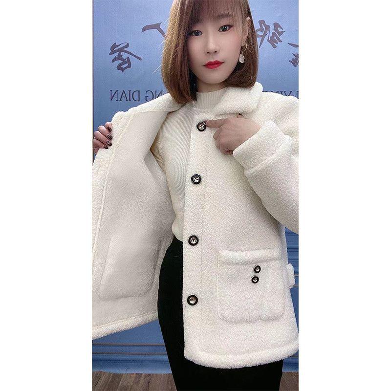Women's Mid-Length Lambswool Faux Fur Coat – Thickened Velvet Warmth