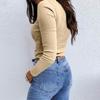 Women's  And Winter Slim Bottom T-shirt Fashion Casual Solid Color Square Neck Pullover Long Sleeve Top