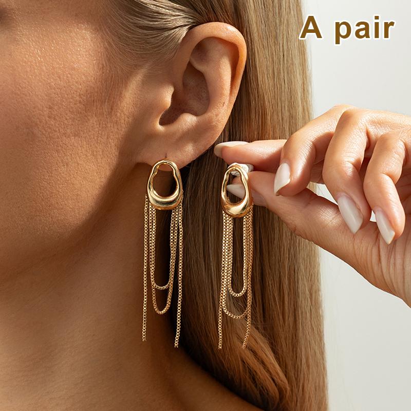 1/2Pcs Long Tassel Chain Ear Cuff Ear Clip Without Hole C Shape Earring For Women Cartilage Pearl Chain Clip Earrings Jewelry