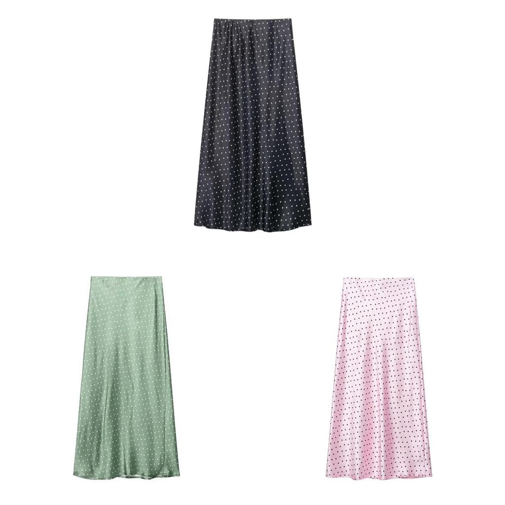 D Satin Midi Skirt With Wrinklefree Fabric For Casual Streetwear Women