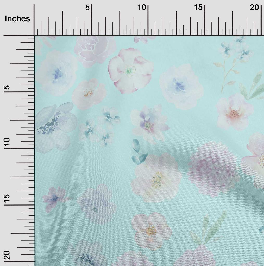 oneOone Baumwoll-Flex-Stoff Blumen Aquarell-Druck Stoff Meterware 40 Zoll