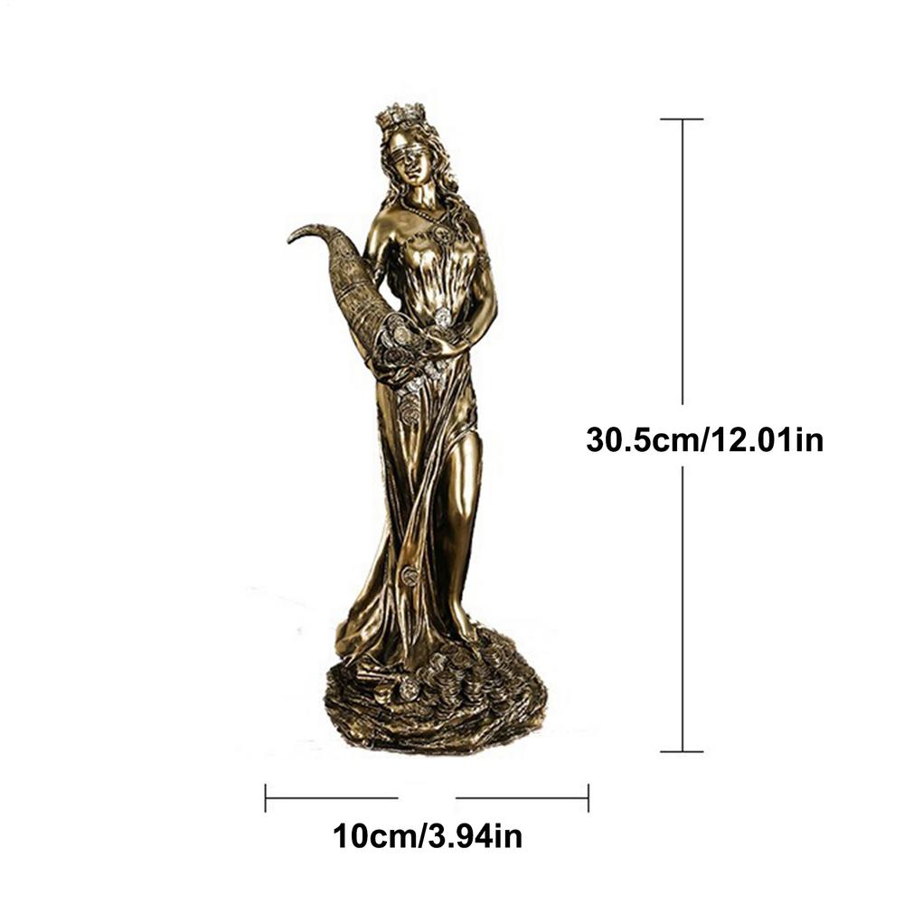 Goddess Fortune Statue Resin Miniature Greek Luck Lady Statue Good Fortune Sculpture Exquisite Home Interior Ornament for