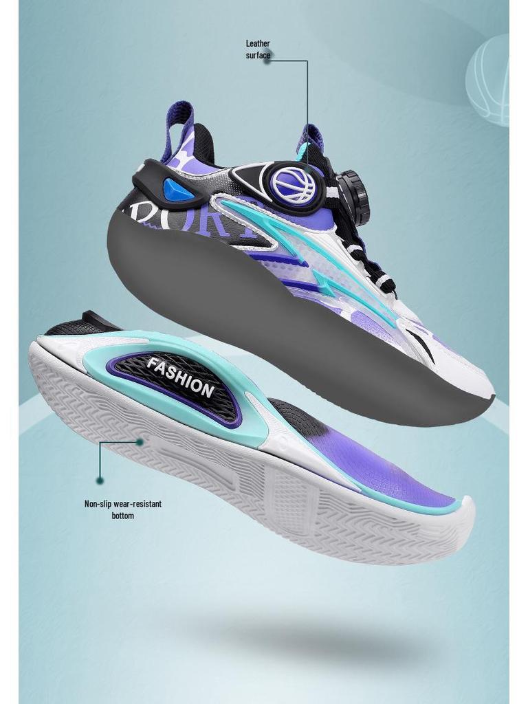Spring 2025 Waterproof Leather Boys' Basketball Shoes for Kids - Wear-Resistant Trendy Running Shoes