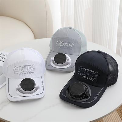 Summer Men and Women Solar Charging Fan Baseball Cap Outdoor Travel Mesh Visor Sun Protection Breathable Cap