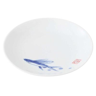 Кераміка Хасамі, піч Ваяма, маленька тарілка WAZAN, прибл.. 11 см, пофарбований візерунок риби, зроблено в Японії 293115