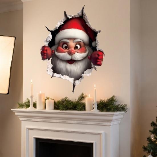 3D Holiday Wall Art Christmas Stickers, Decals for Living Room Bedroom And Party Decorative Stickers Decor, Removable PVC Festive Home Entrance