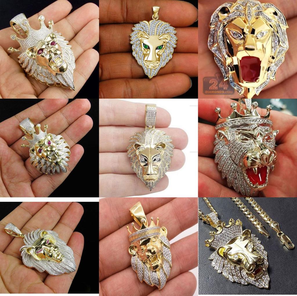 Lion Head Necklace Personality Domineering Men'S Animal Pendant Hip-Hop Punk Accessory