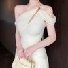 2026 New Early Summer Beautiful and Good-looking Design Niche Dress Children's White One-word Shoulder Temperament Dress