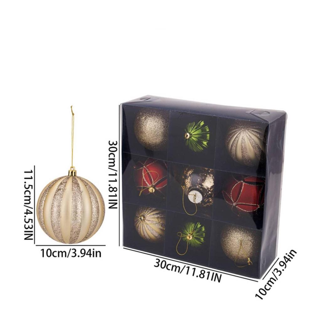 9 Pieces Christmas Ball Ornaments Sturdy for Festive Gathering