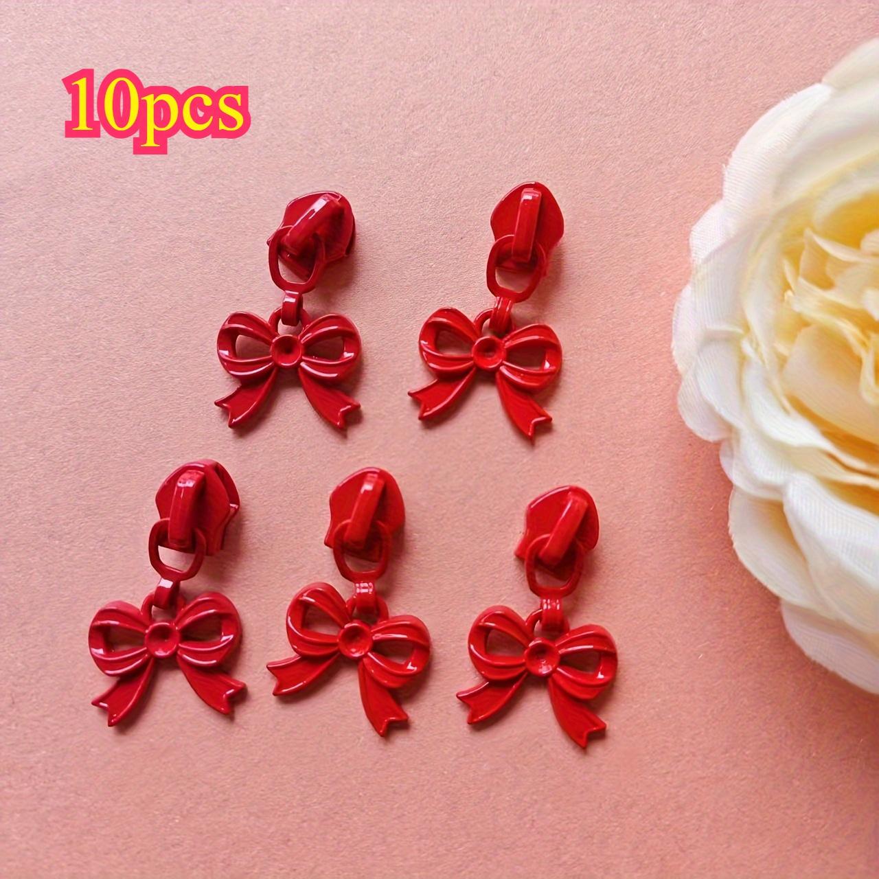

10pcs Colorful Nylon Bow Zipper Pulls - Stylish Slide Fasteners for Wallets, Cosmetic Bags, Pencil Cases & Crossbody Bags, Zipper Pulls 10pcs красный