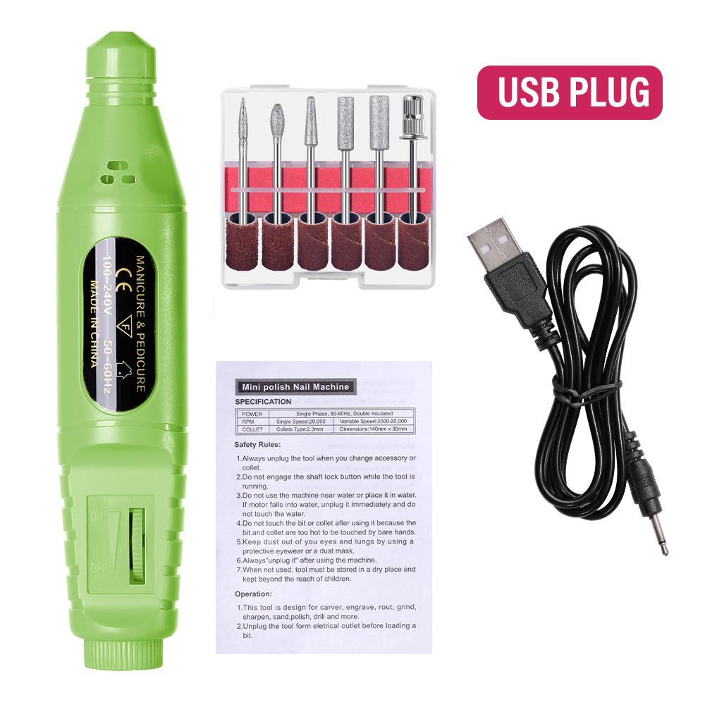 

Professional Nail Drill Machine Set High Quality Electric Nail Sander Gel Polish Remover Tools Driller Manicure Nail tools зелёный