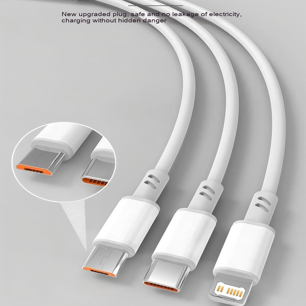 1.2m/3 in 1 USB charging cable USB cable For Iphone 14-8 series Samsung Huawei Xiaomi Multi Port Multiple