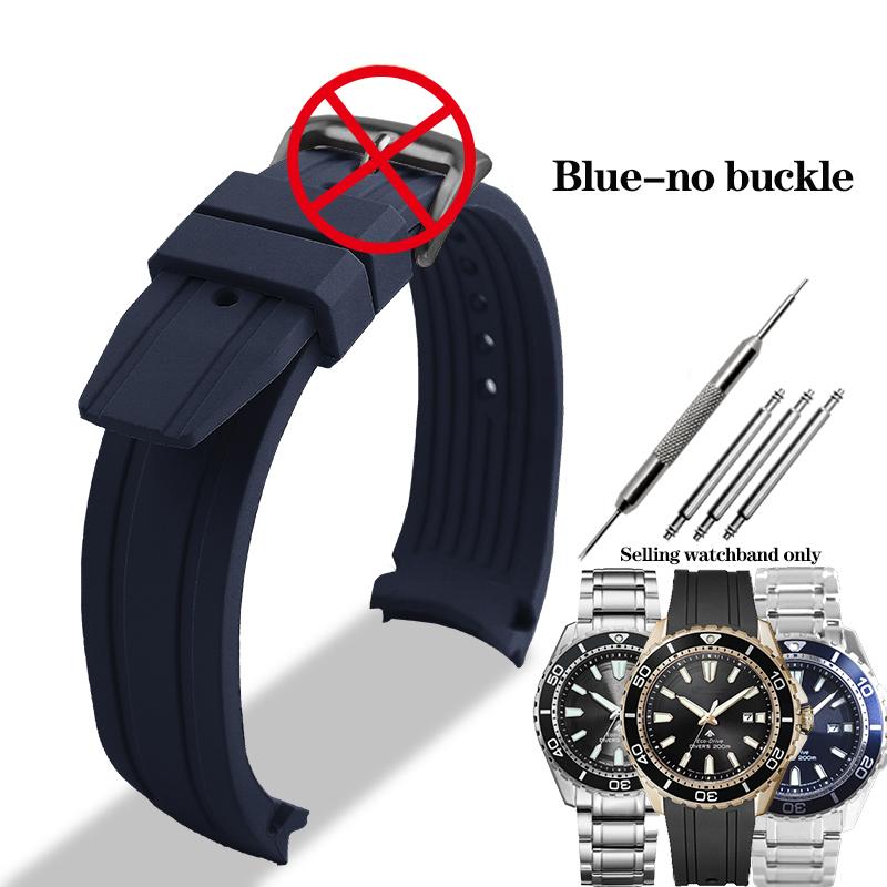 

22 мм Резиновый Изогнутый Ремешок для Часов для Citizen Light Kinetic Energy BN0190 BN0191-80LBN-17E Дайвинг BN0193 Мужской Силиконовый Ремешок для Часов 22mm