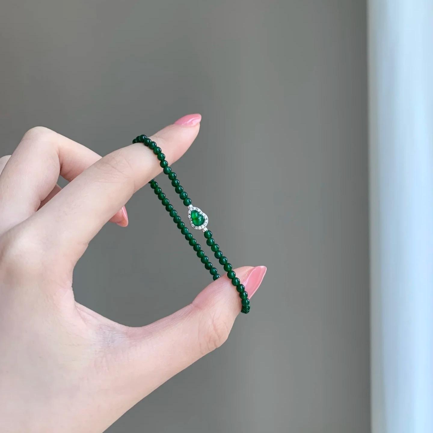 Браслет JYL TS с кисточкой Минималистичный стиль Канал Элегантность и Поток Bracelet-29/15-16.5cm/natural green agate