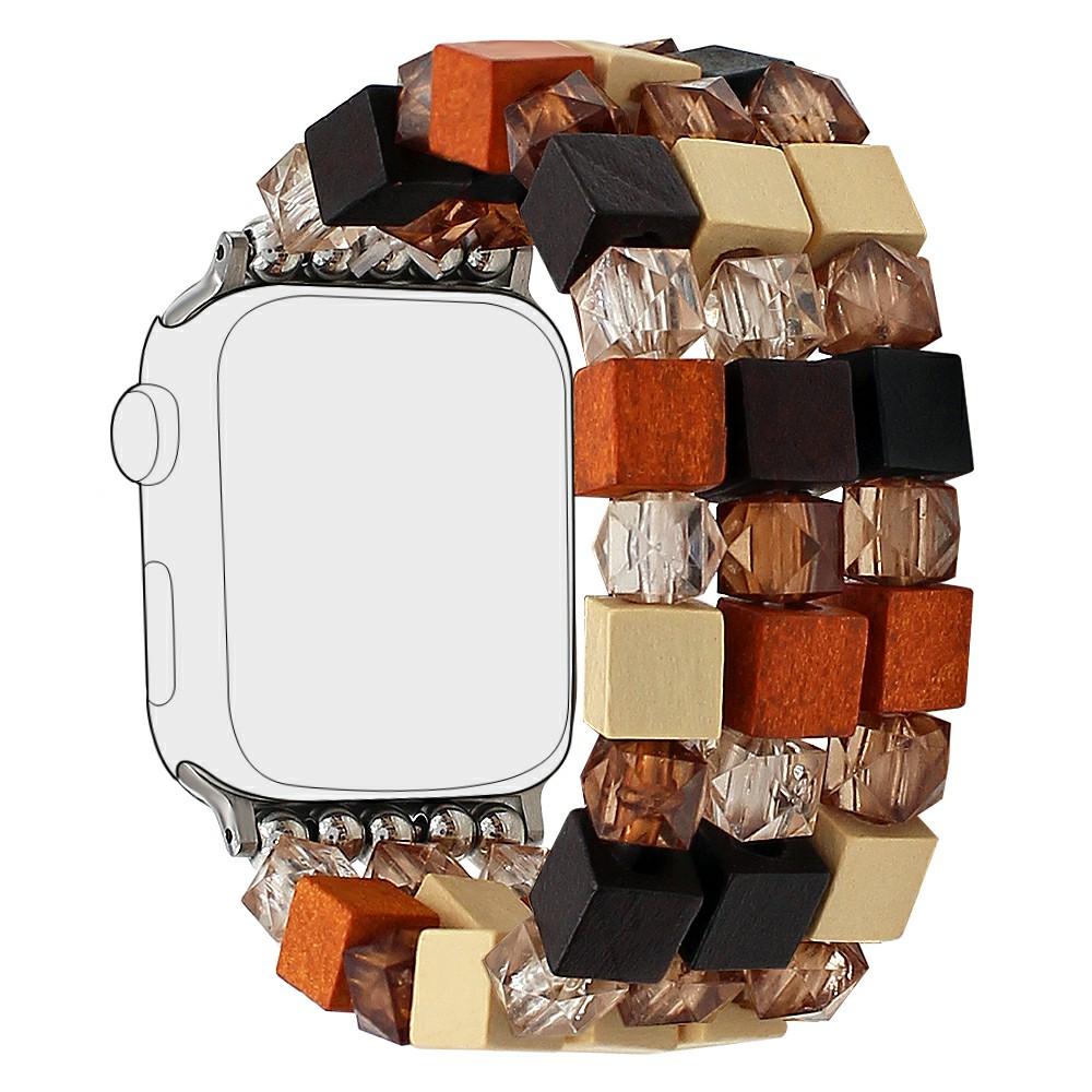 

Bracelet Watch Strap for Apple Watch Series 10 Ultra 9 8 7 SE 6 5 4 3 2 1 46mm 49mm 45mm 44mm 42mm Wood Resin Beads Wrist Band Brown/Grey
