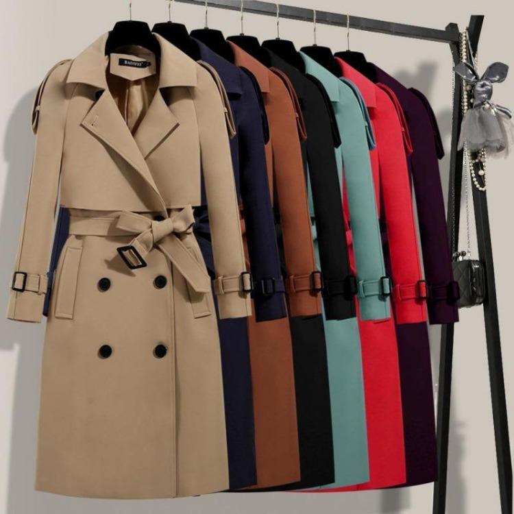 

Korean Style Chic Women Trench Coat New Autumn Medium Long Suit Coat Niche Design M
